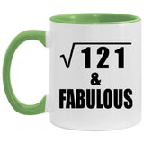 11th Birthday Square Root of 121 & Fabulous - 11oz Accent Mug Green