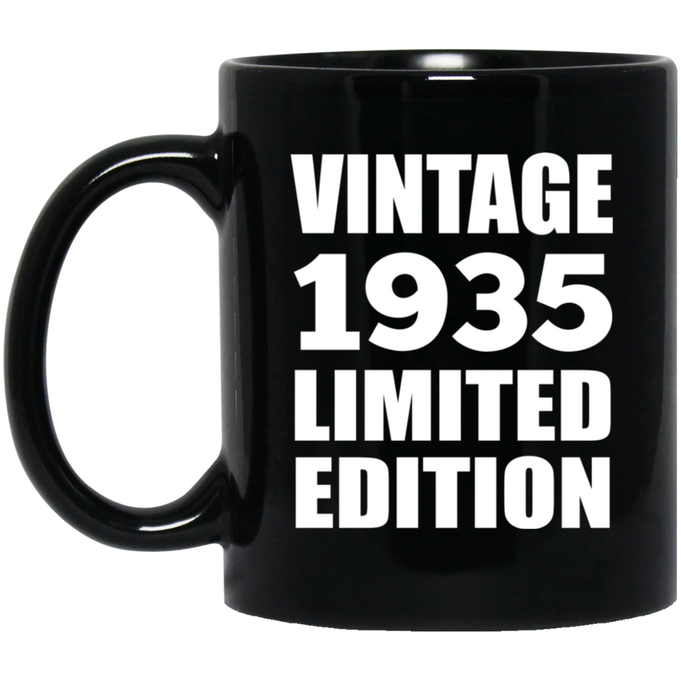 89th Birthday Vintage 1935 Limited Edition - 11oz Coffee Mug Black