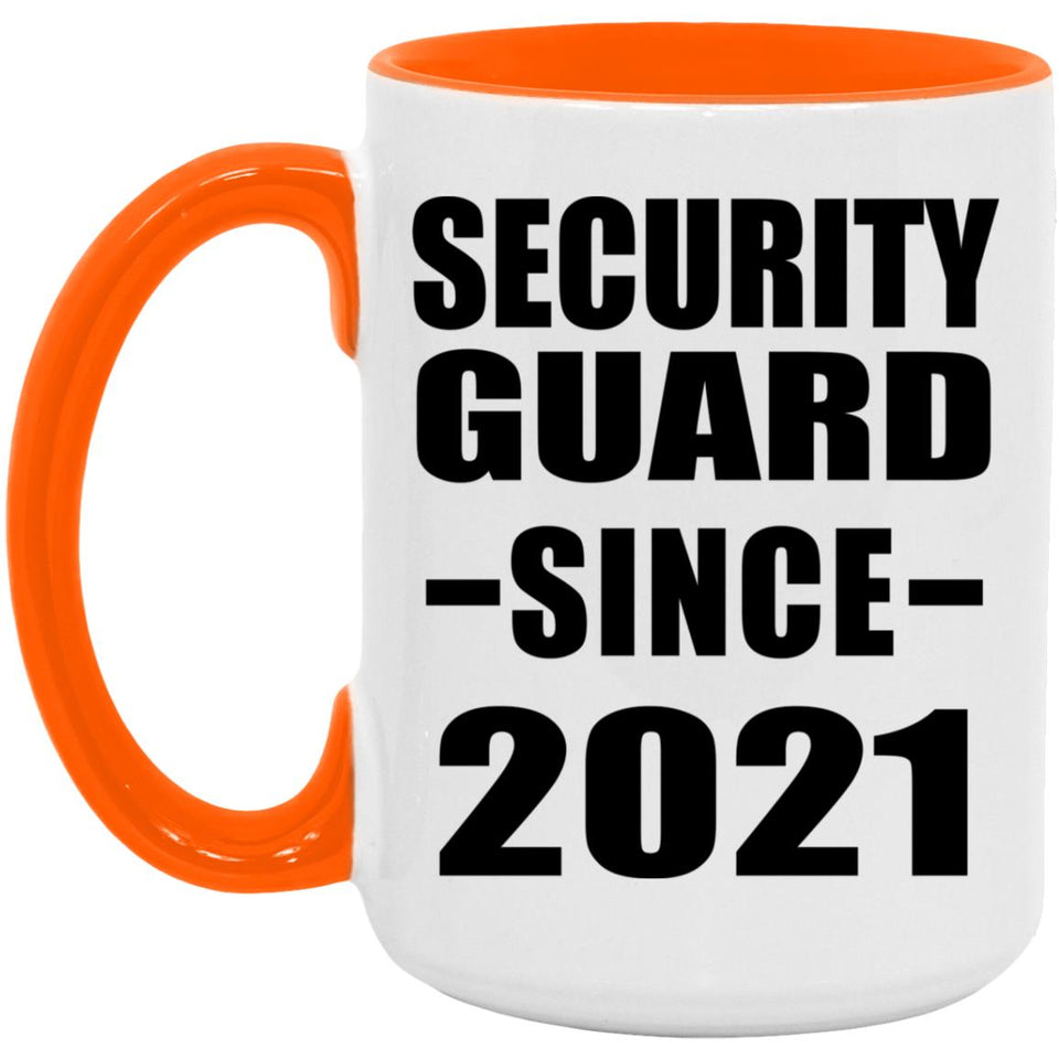 Security Guard Since 2021 - 15oz Accent Mug Orange