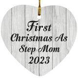 First Christmas As Step Mom 2023 - Heart Ornament F