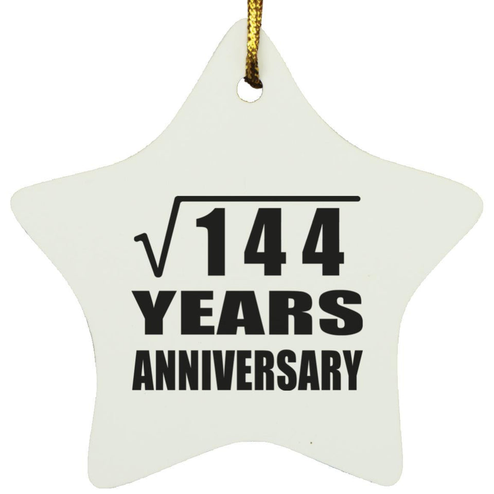 12th Anniversary Square Root of 144 Years Anniversary - Star Ornament
