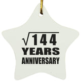 12th Anniversary Square Root of 144 Years Anniversary - Star Ornament