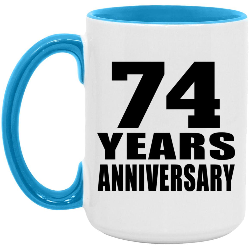 74th Anniversary 74 Years - 15oz Accent Mug Blue