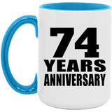 74th Anniversary 74 Years - 15oz Accent Mug Blue