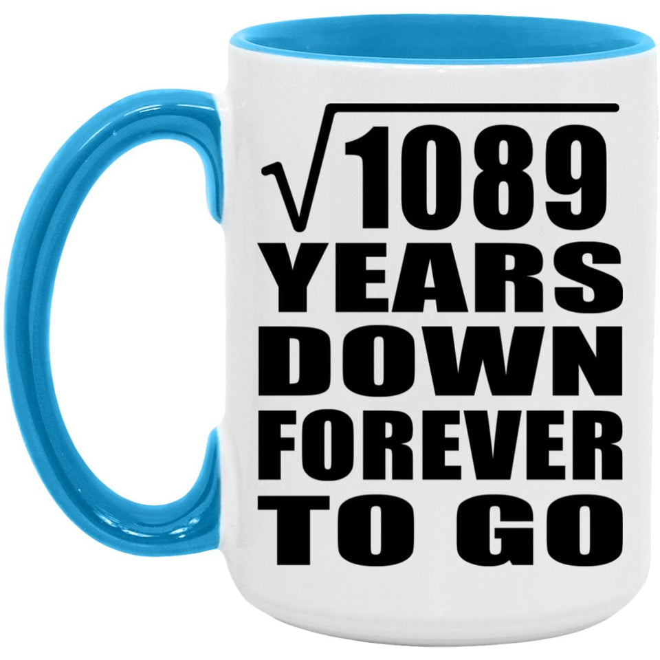 33rd Anniversary Square Root of 1089 Years Down Forever To Go - 15oz Accent Mug Blue