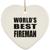 World's Best Fireman - Heart Ornament