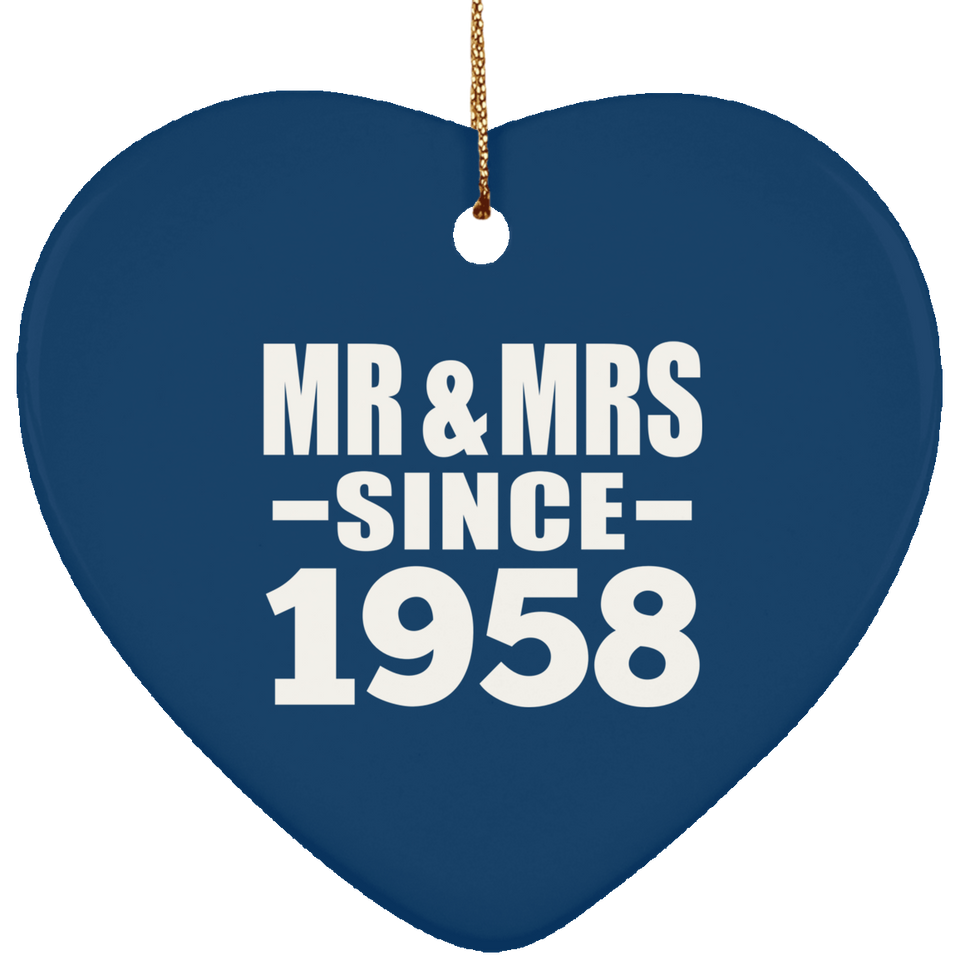 66th Anniversary Mr & Mrs Since 1958 - Heart Ornament