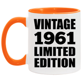 63rd Birthday Vintage 1961 Limited Edition - 11oz Accent Mug Orange