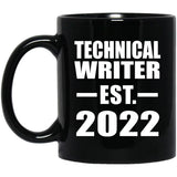 Technical Writer Established EST. 2022 - 11oz Coffee Mug Black