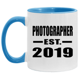 Photographer Established EST. 2019 - 11oz Accent Mug Blue