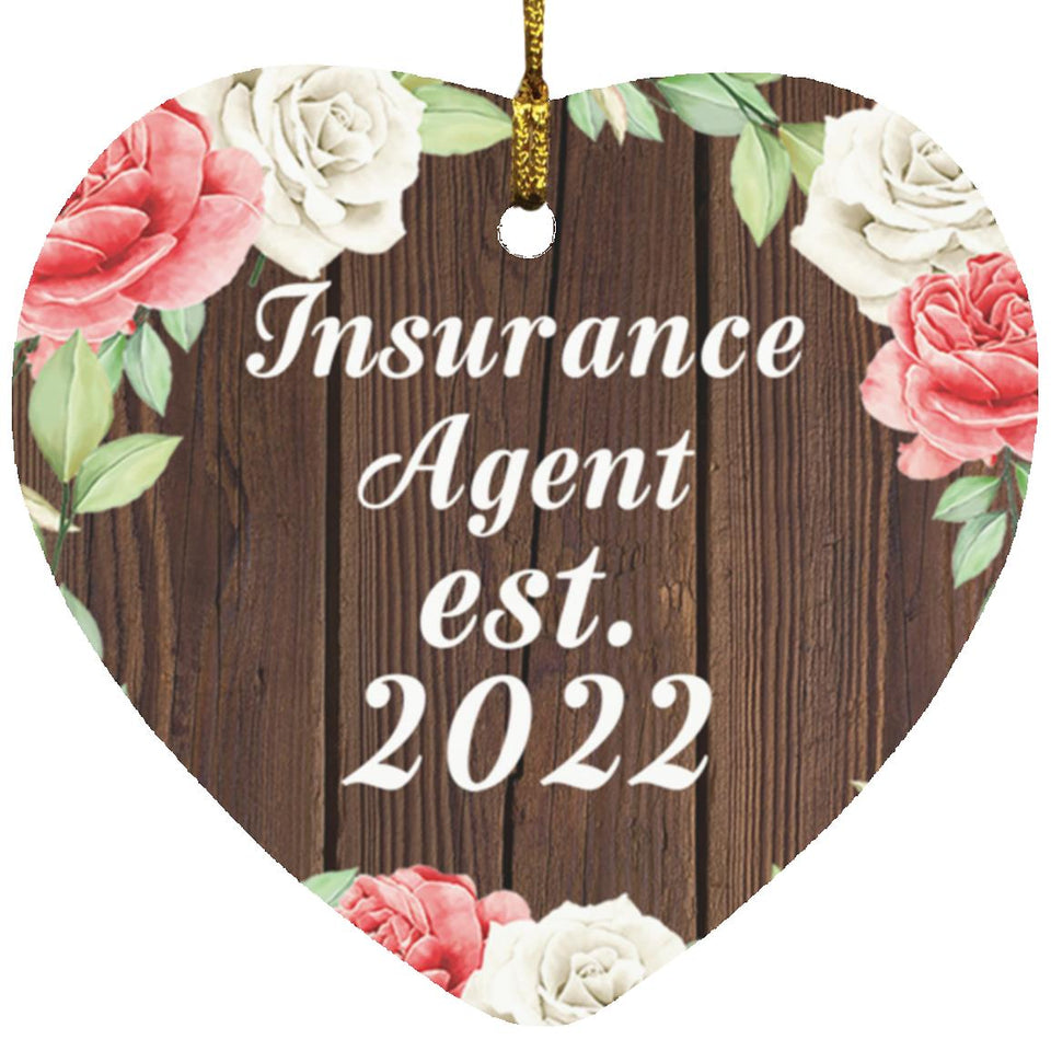 Insurance Agent Established Est. 2022 - Heart Ornament A