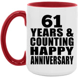 Happy 61st Anniversary 61 Years & Counting - 15oz Accent Mug Red