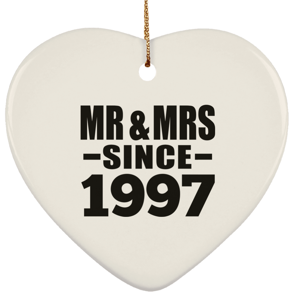 27th Anniversary Mr & Mrs Since 1997 - Heart Ornament