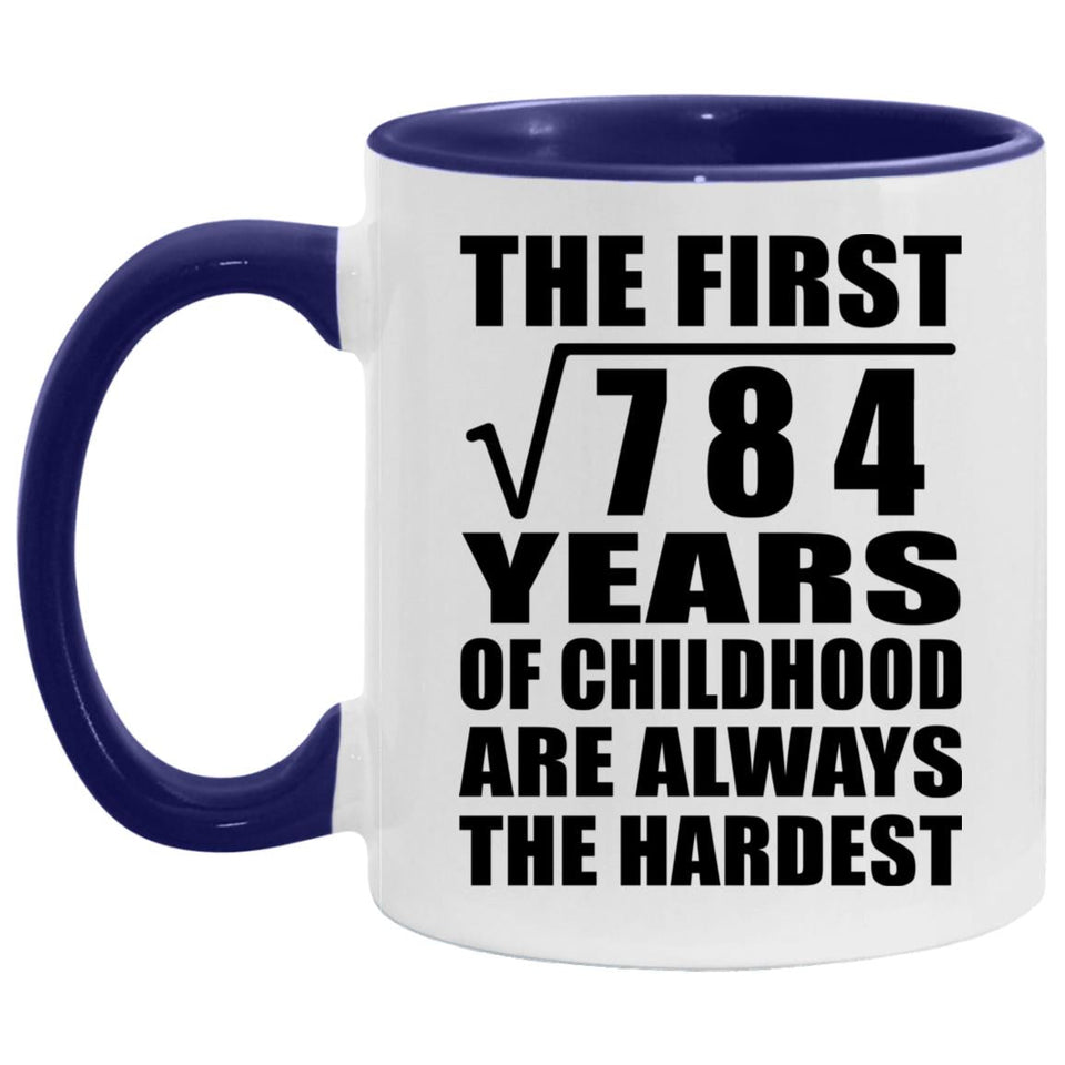 28th Birthday Square Root Of 784 Years Of Childhood - 11oz Accent Mug Purple