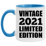 3rd Birthday Vintage 2021 Limited Edition - 11oz Accent Mug Blue
