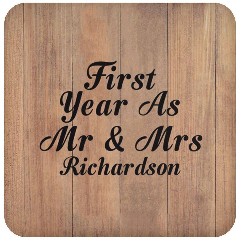 First Year As Mr & Mrs Richardson - Drink Coaster C