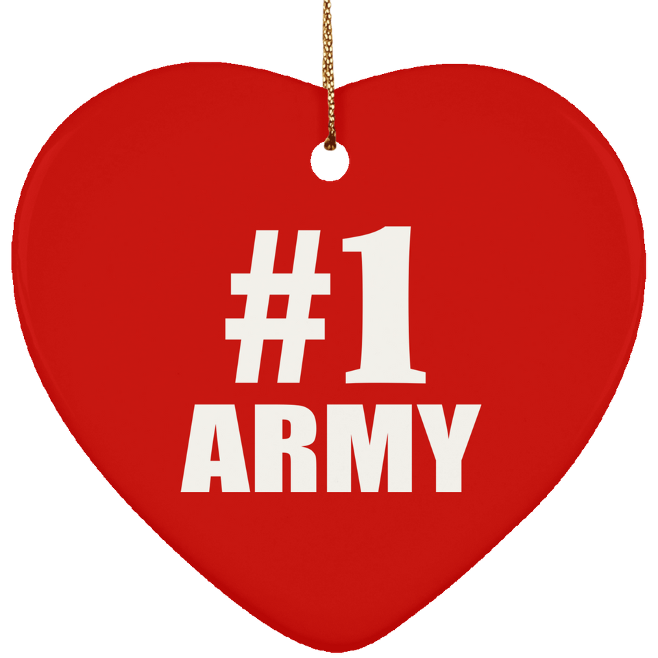 Number One #1 Army - Heart Ornament