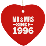 28th Anniversary Mr & Mrs Since 1996 - Heart Ornament