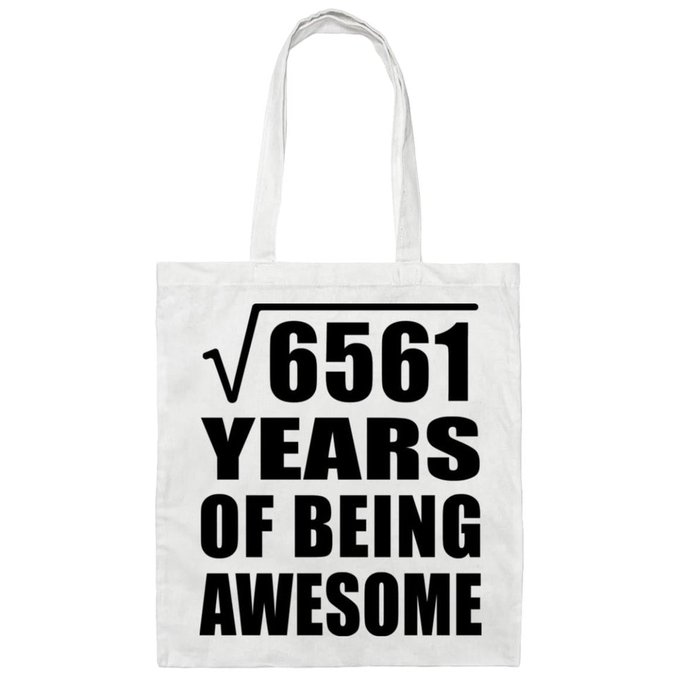 81st Birthday Square Root of 6561 Years of Being Awesome - Tote Bag White