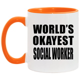 World's Okayest Social Worker - 11oz Accent Mug Orange