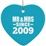 15th Anniversary Mr & Mrs Since 2009 - Heart Ornament