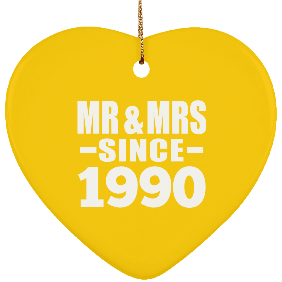 34th Anniversary Mr & Mrs Since 1990 - Heart Ornament
