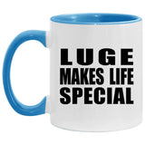 Luge Makes Life Special - 11oz Accent Mug Blue