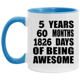 5th Birthday 5 Years 60 Months 1826 Days Of Awesome - 11oz Accent Mug Blue
