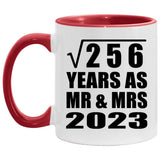 16th Anniversary Square Root of 256 Years As Mr & Mrs 2023 - 11oz Accent Mug Red