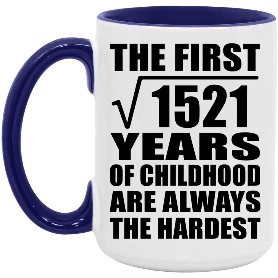 39th Birthday Square Root of 1521 Years of Childhood - 15oz Accent Mug Purple
