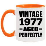 47th Birthday Vintage 1977 Aged Perfectly - 11oz Accent Mug Orange