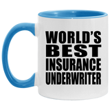 World's Best Insurance Underwriter - 11oz Accent Mug Blue