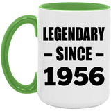 68th Birthday Legendary Since 1956 - 15oz Accent Mug Green