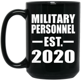 Military Personnel Established EST. 2020 - 15oz Coffee Mug Black