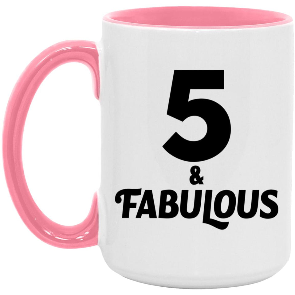 5th Birthday 5 & Fabulous - 15oz Accent Mug Pink