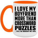 I Love My Boyfriend More Than Crossword Puzzles - 15oz Accent Mug Orange
