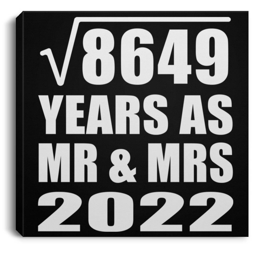 93rd Anniversary Square Root of 8649 Years As Mr & Mrs 2022 - Canvas Square