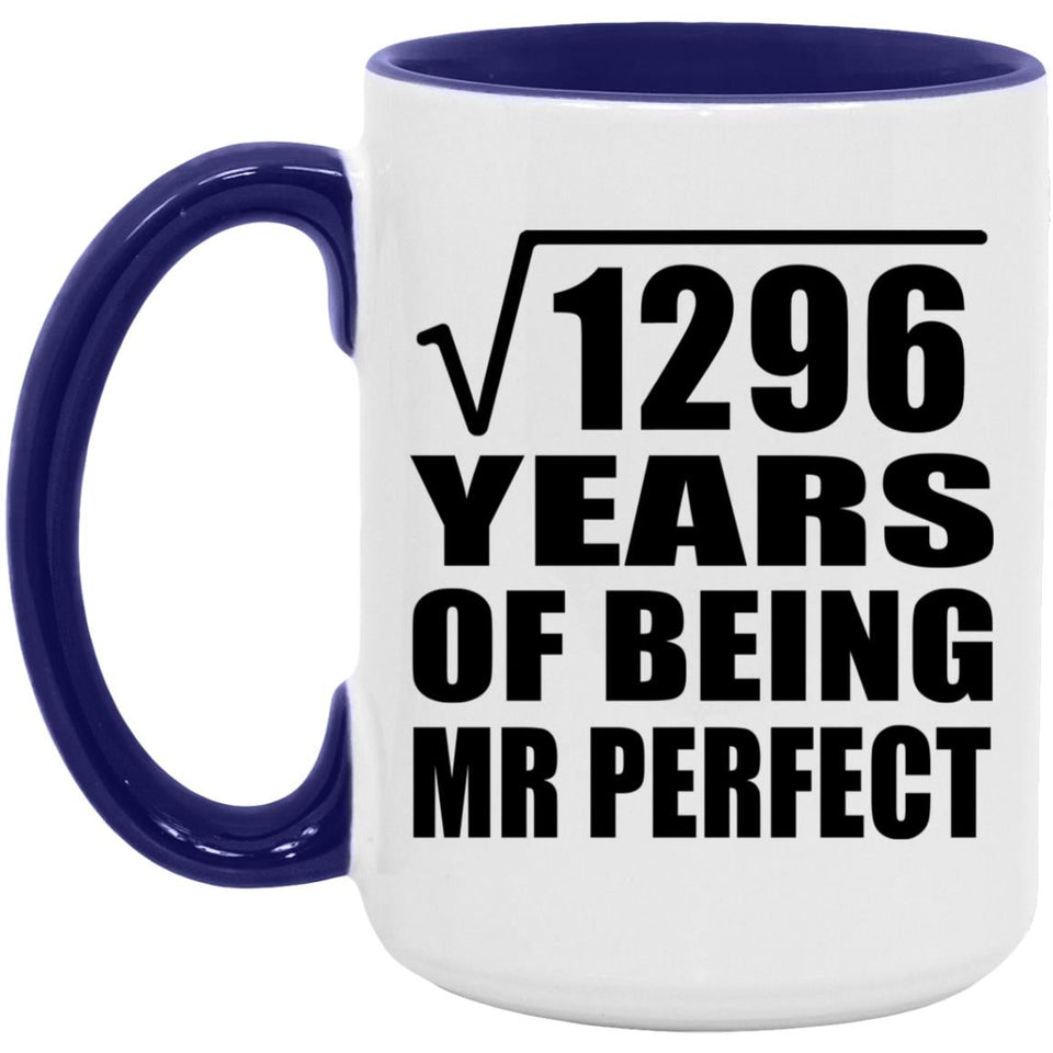 36th Anniversary Square Root of 1296 Years of Mr Perfect - 15oz Accent Mug Purple