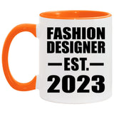 Fashion Designer Established EST. 2023 - 11oz Accent Mug Orange
