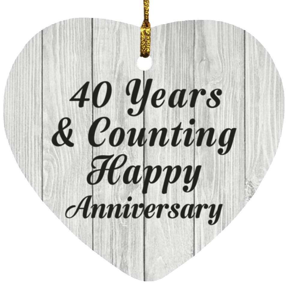 Happy 40th Anniversary 40 Years & Counting - Heart Ornament F