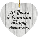 Happy 40th Anniversary 40 Years & Counting - Heart Ornament F
