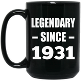 93rd Birthday Legendary Since 1931 - 15oz Coffee Mug Black