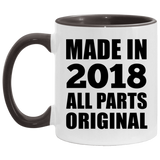 6th Birthday Made in 2018 All Parts Original - 11oz Accent Mug Black