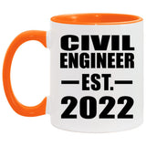 Civil Engineer Established EST. 2022 - 11oz Accent Mug Orange
