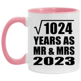 32nd Anniversary Square Root of 1024 Years As Mr & Mrs 2023 - 11oz Accent Mug Pink
