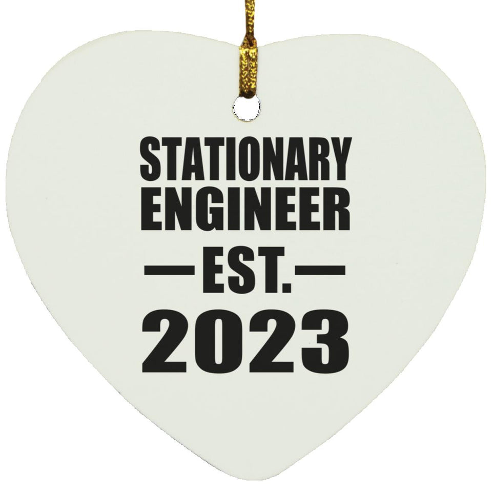Stationary Engineer Established EST. 2023 - Heart Ornament