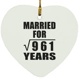 31st Anniversary Married For Square Root of 961 Years - Heart Ornament