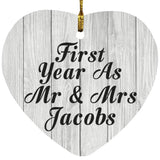 First Year As Mr & Mrs Jacobs - Heart Ornament F