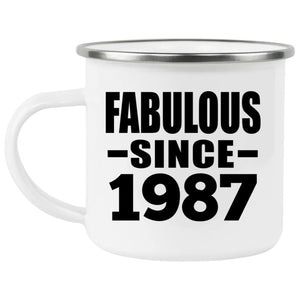 37th Birthday Fabulous Since 1987 - 12oz Camping Mug