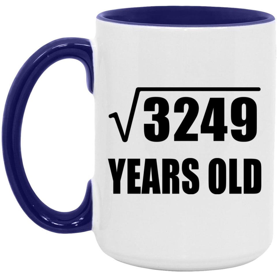 57th Birthday Square Root of 3249 Years Old - 15oz Accent Mug Purple